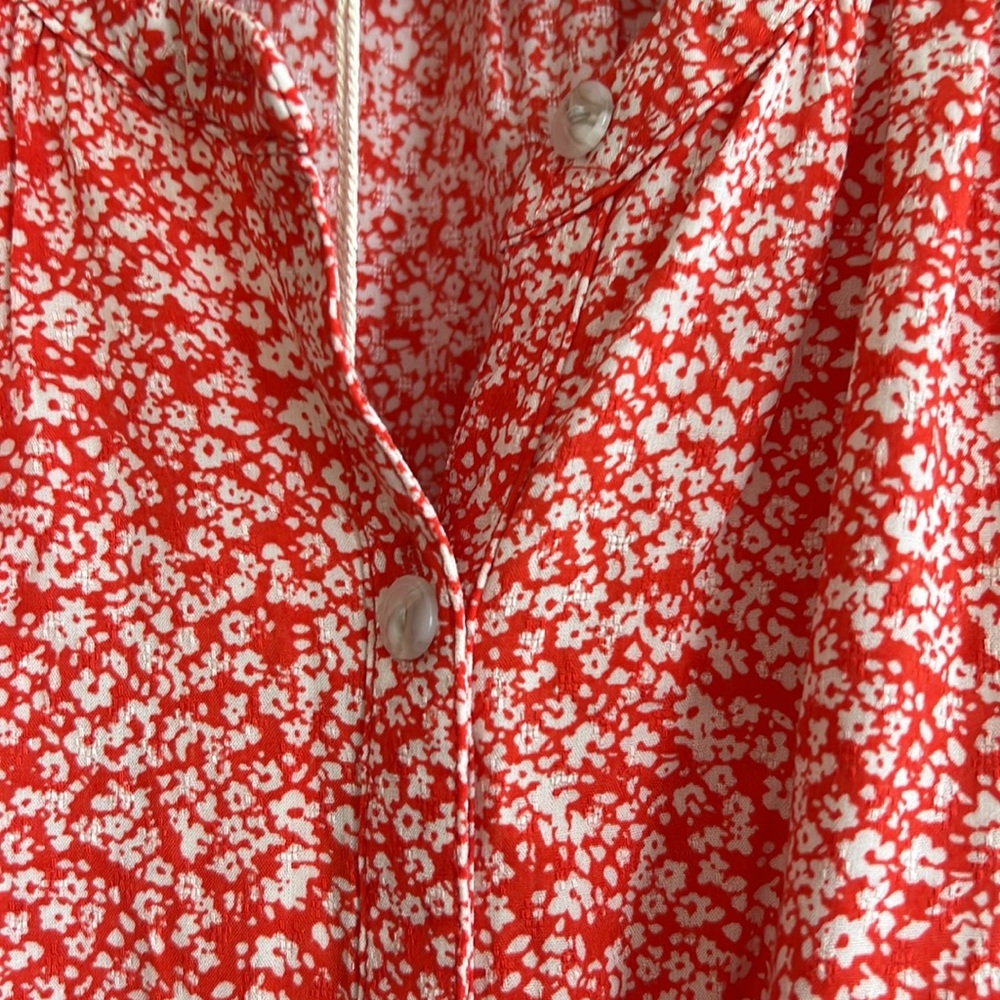 NWT white and reddish/orange floral top